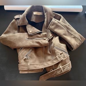 Faux suede moto jacket
